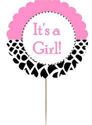 12pack Its a Girl Baby Shower Cupcake Decoration Toppers - Picks - Pink Leopard