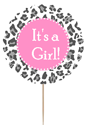12pack Its a Girl Baby Shower Cupcake Decoration Toppers - Picks - Leopard