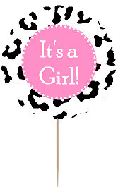 12pack Its a Girl Baby Shower Cupcake Decoration Toppers - Picks - Cow Print
