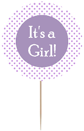 12pack Its a Girl Baby Shower Cupcake Decoration Toppers - Picks - Lavendar Polka Dots