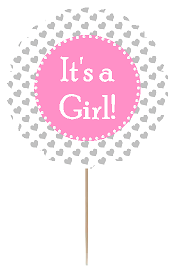 12pack Its a Girl Baby Shower Cupcake Decoration Toppers - Picks - Silver Hearts