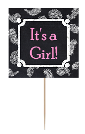 12pack Its a Girl Baby Shower Cupcake Decoration Toppers - Picks - Chalkboard