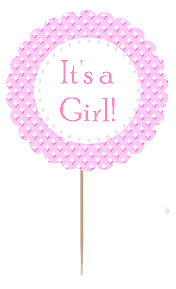 12pack Its a Girl Baby Shower Cupcake Decoration Toppers - Picks - Pink Bling Imprint
