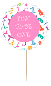 12pack Fun to Be One 1st Birthday Cupcake Decoration Toppers - Picks -Pink