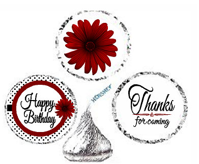 216ct Red Happy Birthday  Party Favor Hersheys Kisses Candy Decoration Stickers - Labels