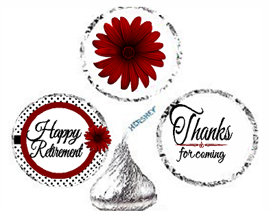 216ct Red Happy Retirement Party Favor Hersheys Kisses Candy Decoration Stickers - Labels