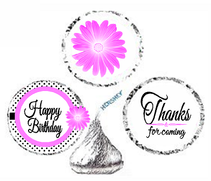 216ct Pink Happy Birthday Party Favor Hersheys Kisses Candy Decoration Stickers - Labels
