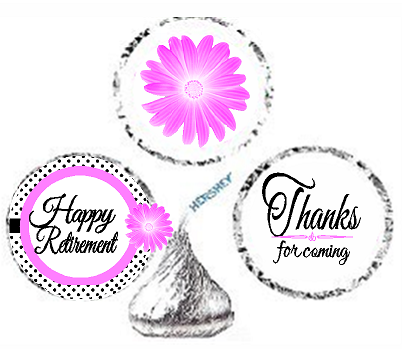 216ct Pink Happy Retirement Party Favor Hersheys Kisses Candy Decoration Stickers - Labels