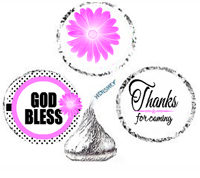 216ct Pink God Bless Religious Baptism Communion Party Favor Hersheys Kisses Candy Decoration Stickers - Labels
