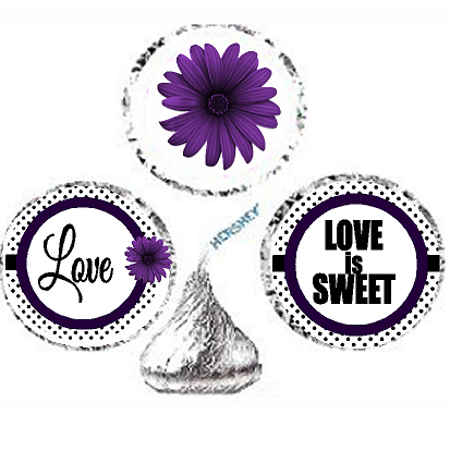 216ct Purple Love Party Favor Hersheys Kisses Candy Decoration Stickers - Labels