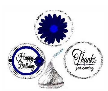 216ct Navy Happy Birthday  Party Favor Hersheys Kisses Candy Decoration Stickers - Labels