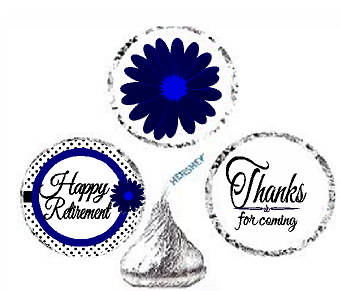 216ct Navy Happy Retirement Party Favor Hersheys Kisses Candy Decoration Stickers - Labels
