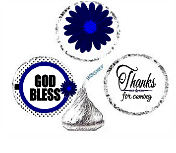 216ct Navy God Bless Religious Baptism Communion Party Favor Hersheys Kisses Candy Decoration Stickers - Labels