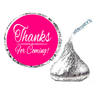 216ct Hot Pink Thanks for Coming Party Favor Hersheys Kisses Candy Decoration Stickers - Labels