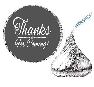 216ct Grey Thanks for Coming Party Favor Hersheys Kisses Candy Decoration Stickers - Labels