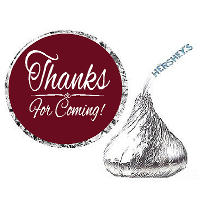 216ct Burgundy Thanks for Coming Party Favor Hersheys Kisses Candy Decoration Stickers - Labels