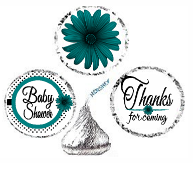 216ct Teal Baby Shower Party Favor Hersheys Kisses Candy Decoration Stickers - Labels
