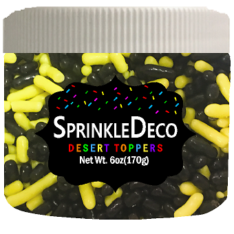 Yellow and Black Construction Edible Confetti Sprinkles Cake Cookie Cupcake IceCream Donut Quins - 6oz Jar