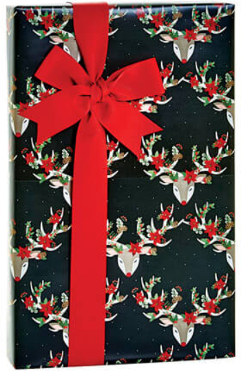 Christmas Decorated Reindeer in Ornaments Christmas Holiday Gift Wrap Wrapping Paper 15ft