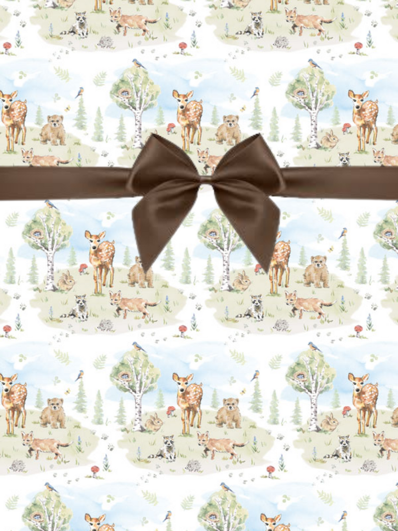 Baby Animals Forest Deer Trees Baby Boy Girl Gift Wrapping Paper 15ft