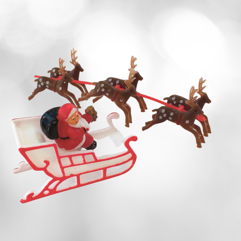 1pc Santa and Sleigh  Cake Cupcake Food Decoration Topper (2x8 inches)