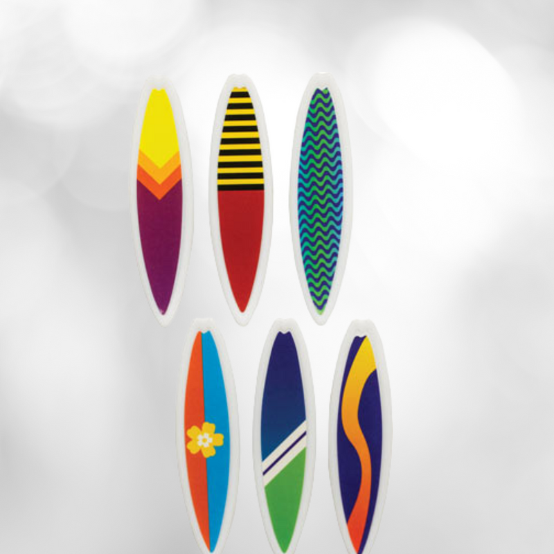 6 pc Surf Boards Cake Cupcake Food Decoration Topper (1.5 inch)