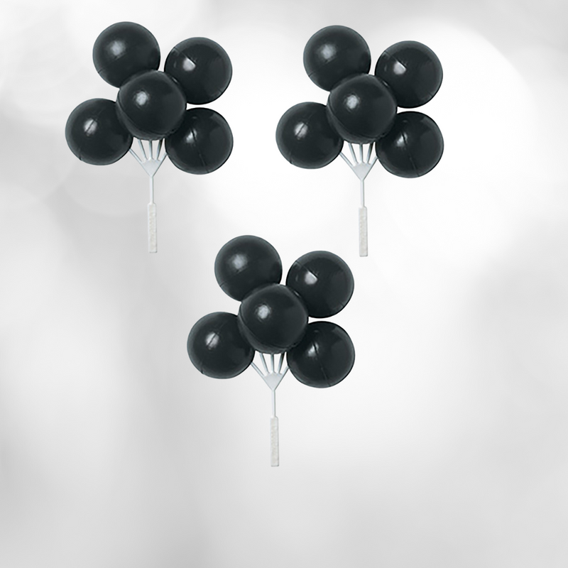 Large Balloon Clusters Pastel Cake Adornments  - Black - 3ct