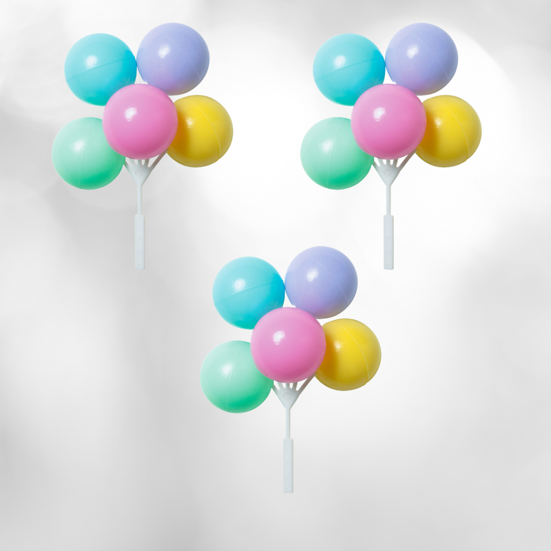 Large Balloon Clusters Pastel Cake Adornments  - Pastel - 3ct