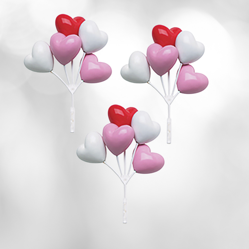 Large Balloon Clusters Pastel Cake Adornments  - Valentine - 3ct