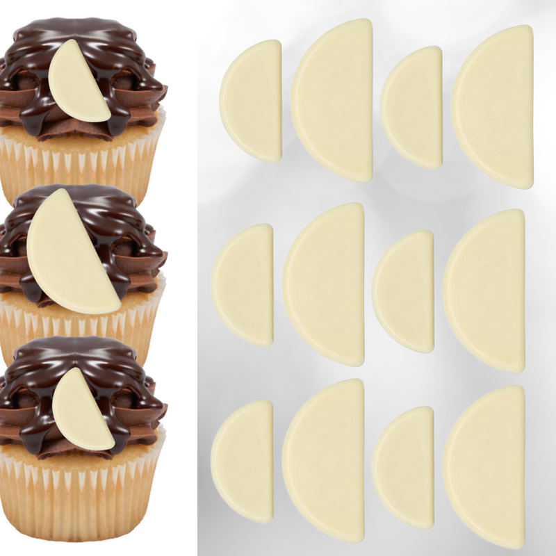 White Chocolate Halves Cake Cupcake Desert Decoration Edible Gourmet Chocolate Pieces 12ct