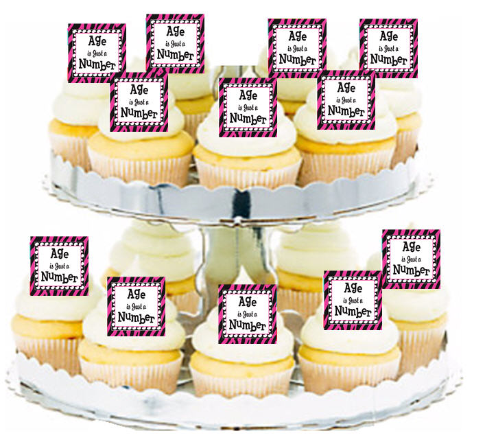 24ct Age is just a Number Edible Wafer Cupcake Decoration Topper Picks