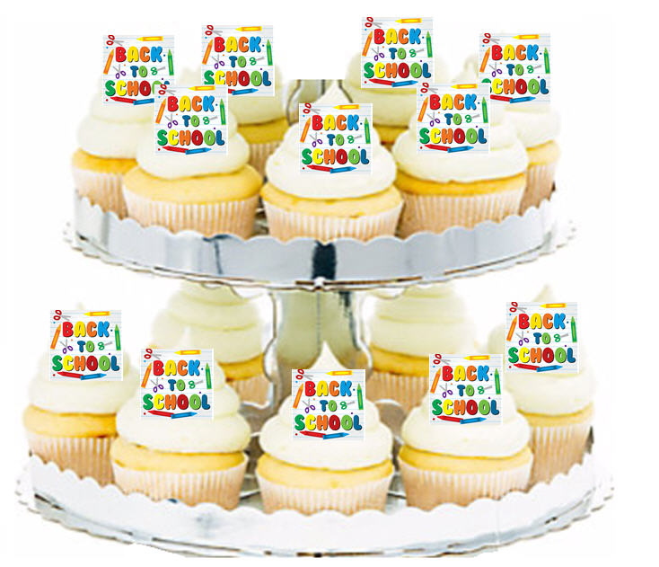 24ct Back to School Edible Wafer Cupcake Decoration Topper Picks