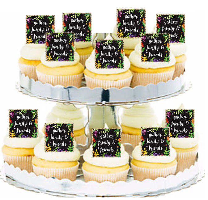 12pk Gather Family & Friends Cupcake Decoration Toppers - Picks