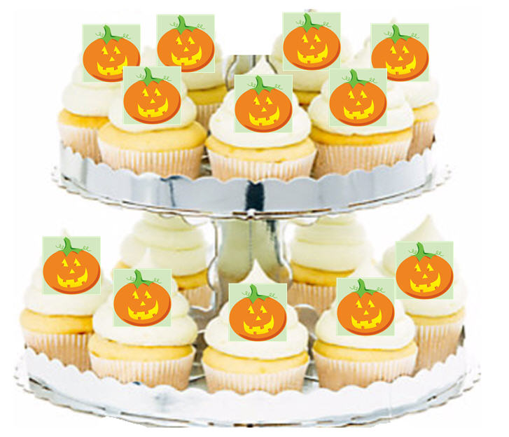 24ct Pumpkin Edible Wafer Cupcake Decoration Topper Picks