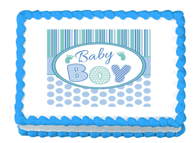 Baby Boy Stripe & Polka Dot Edible Cake Decoratoin Topper