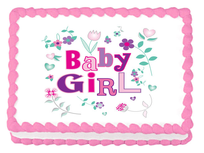 Baby Girl Floral Edible Cake Decoratoin Topper