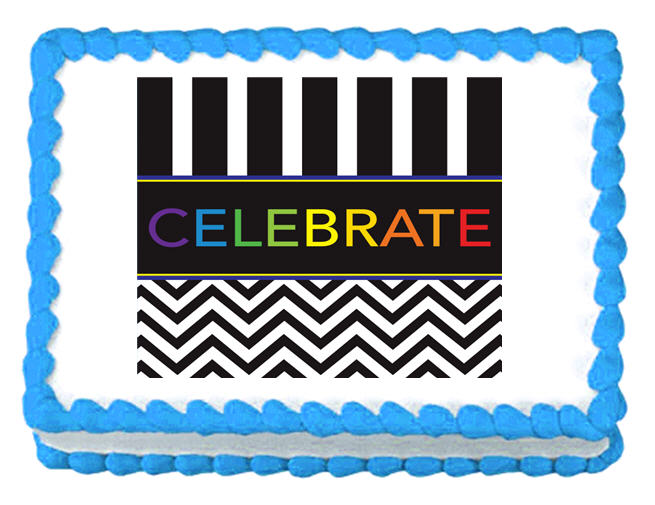 Celebrate! Chevron & Stripes Edible Cake Decoratoin Topper
