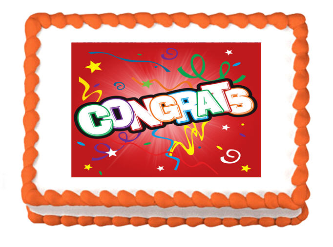 Congrats! Streamers Edible Cake Decoratoin Topper
