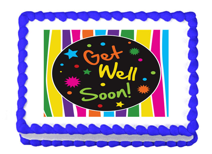 Bright Get Well Soon Edible Cake Decoratoin Topper