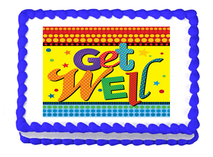 Get Well Yellow Edible Cake Decoratoin Topper