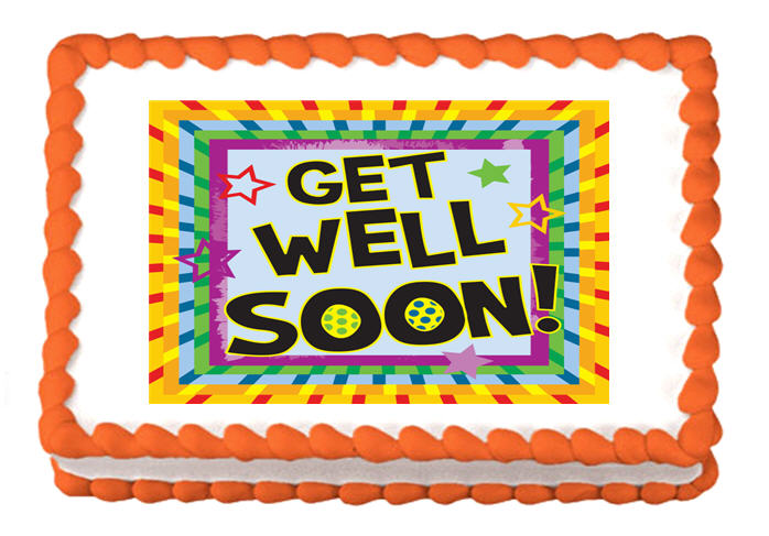 Get Well Soon Purple Star Edible Cake Decoratoin Topper