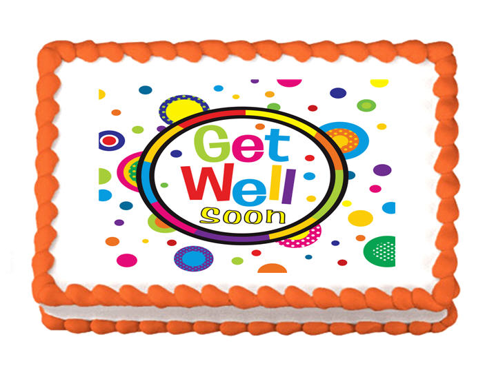 Get Well Soon Dots Edible Cake Decoratoin Topper