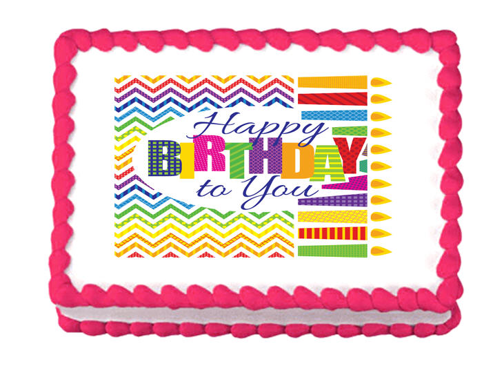 Happy Birthday to You Chevron Edible Cake Decoratoin Topper