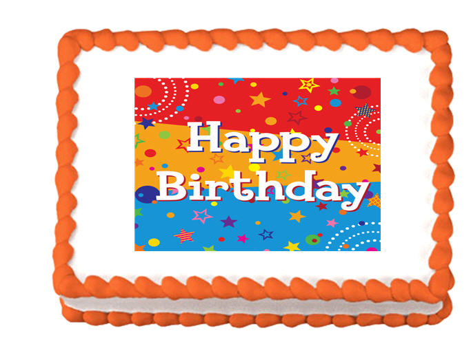 Happy Birthday Stars & Dots Edible Cake Decoratoin Topper