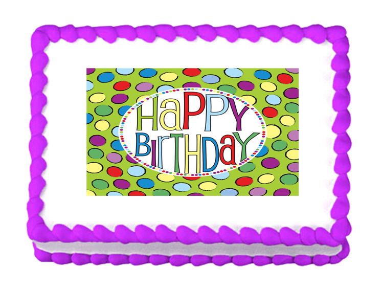 Happy Birthday Retro Edible Cake Decoratoin Topper