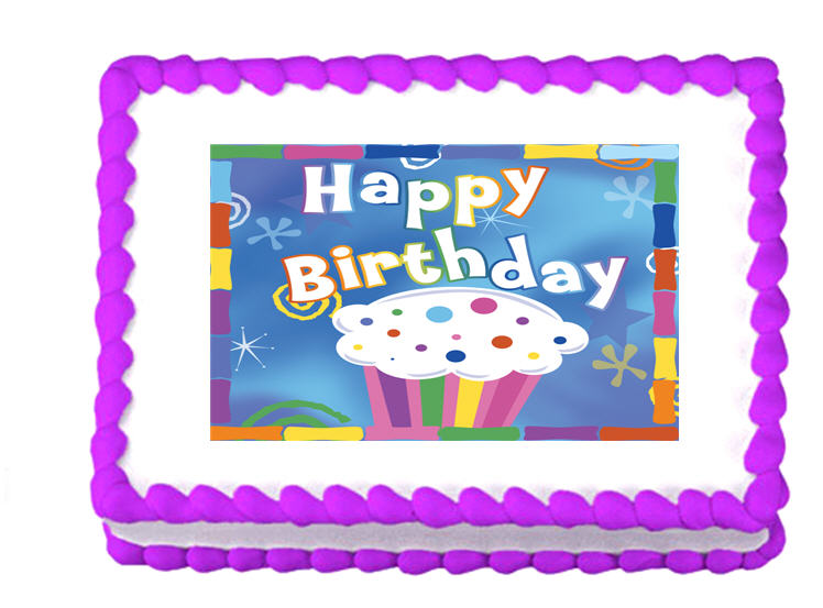Happy Birthday Cupcake Edible Cake Decoratoin Topper