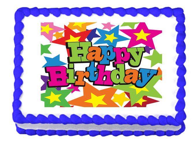Happy Birthday Bright Stars Edible Cake Decoratoin Topper