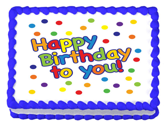 Happy Birthday Primary Dots Edible Cake Decoratoin Topper