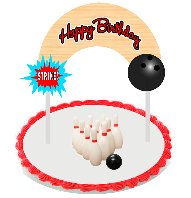 Bowling Cake Decoration Topper Banner with Bowling Balls