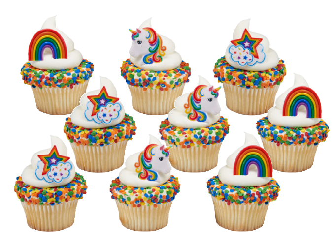 12pack Rainbow Unicorn Cupcake Decoration Rings